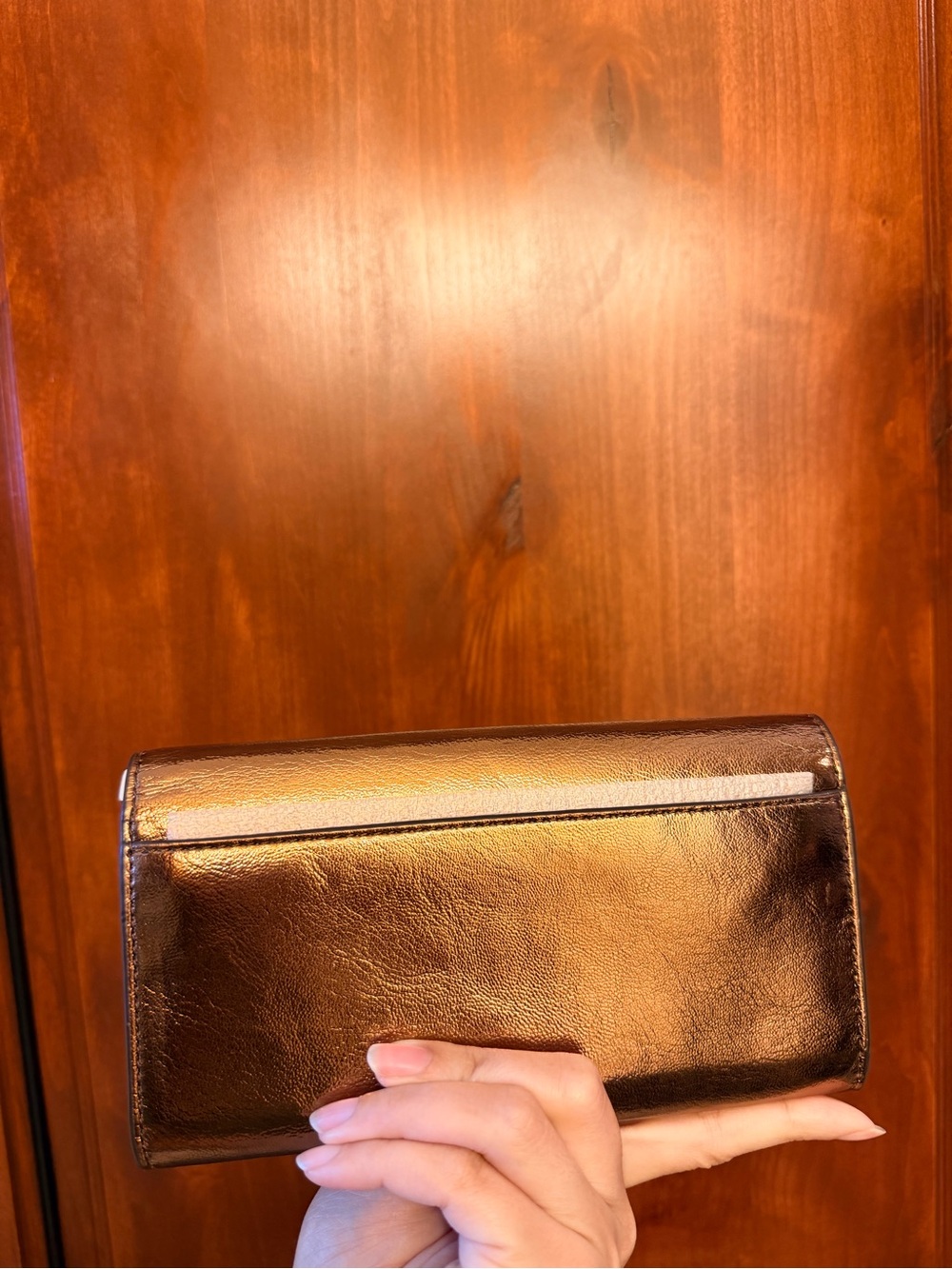 NWT Michael Kors Metallic Bronze Envelope Wallet - Picture 3 of 7